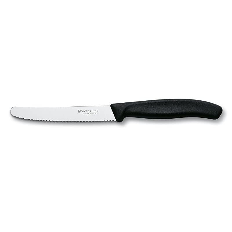Swiss Classic 412Inch Round Tip Black Handle Utility Knife 4Inch