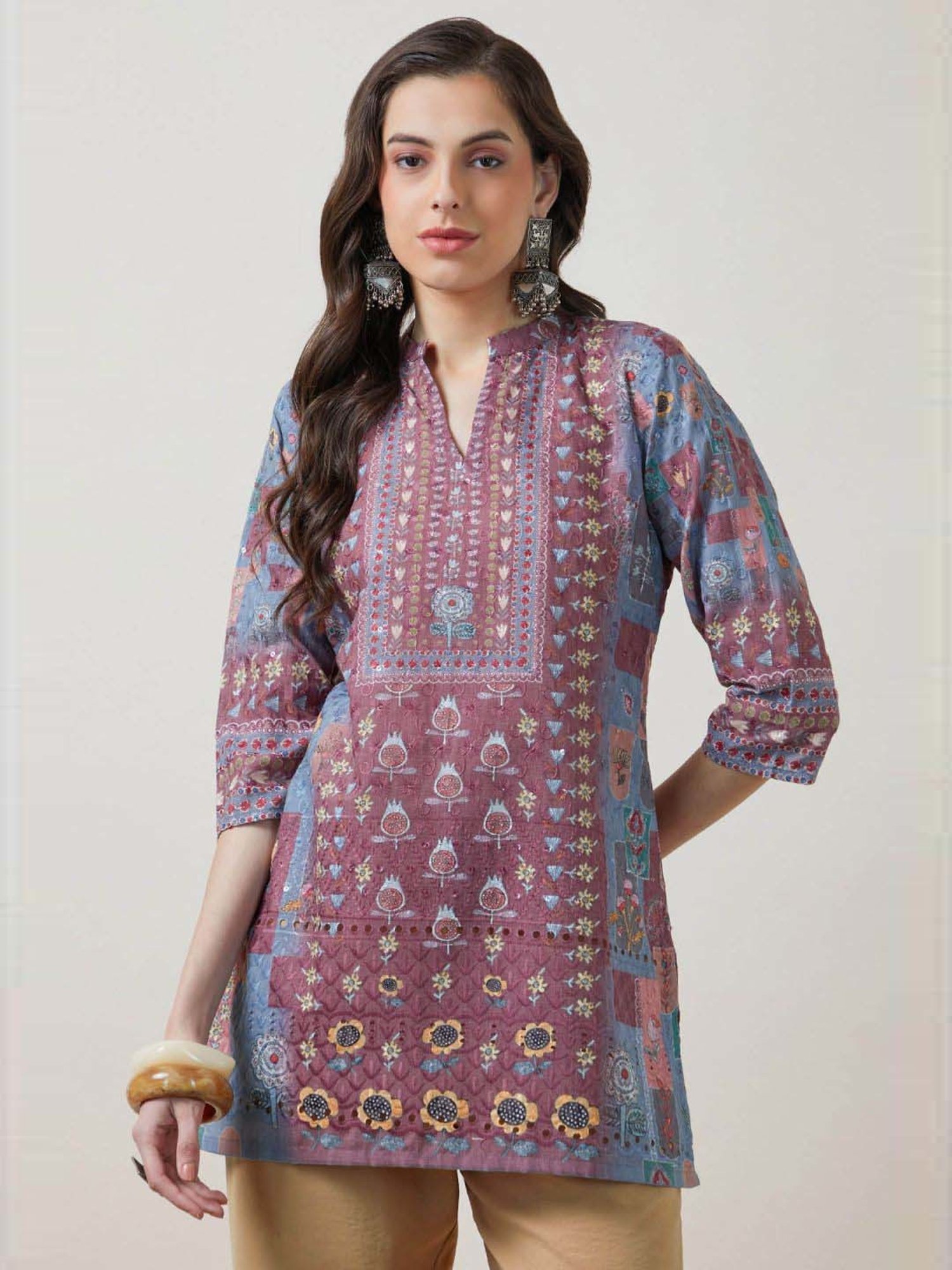 Soch Blue & Pink Embroidered Tunic