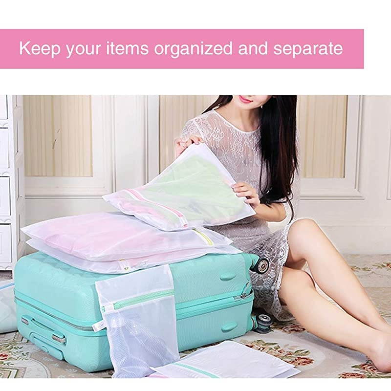 Pcs Mesh Laundry Bags for Delicates with Zipper, Lingerie Bags for Laundry, Travel Storage Organize Bag, Clothing Washing Bags for Laundry,Blouse, Hosiery, Stocking, Underwear, Bra and Lingerie