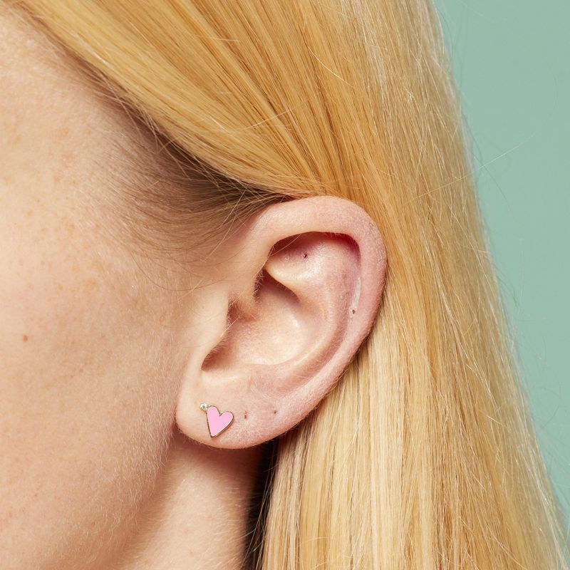 Rowan Neon Enamel Heart Stud Earrings