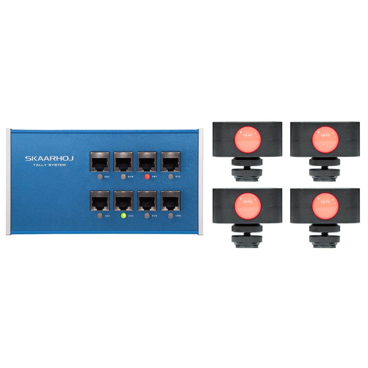 Skaarhoj 8-Ch Tally Box V2, 4x Tally Lights for Blackmagic ATEM Switcher & vMix