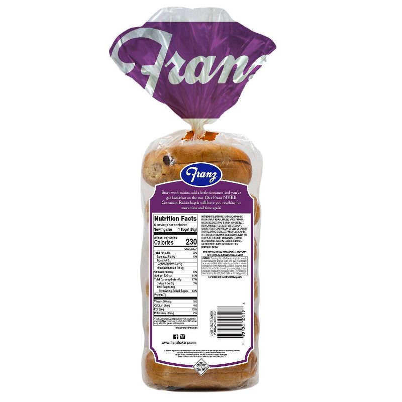 New York Bagel Boys Raisin Cinnamon - 20oz/6ct