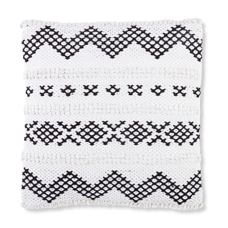 Lone Elm Studios 18"L X 18"W Cotton Square Pillow, ebony and ivory