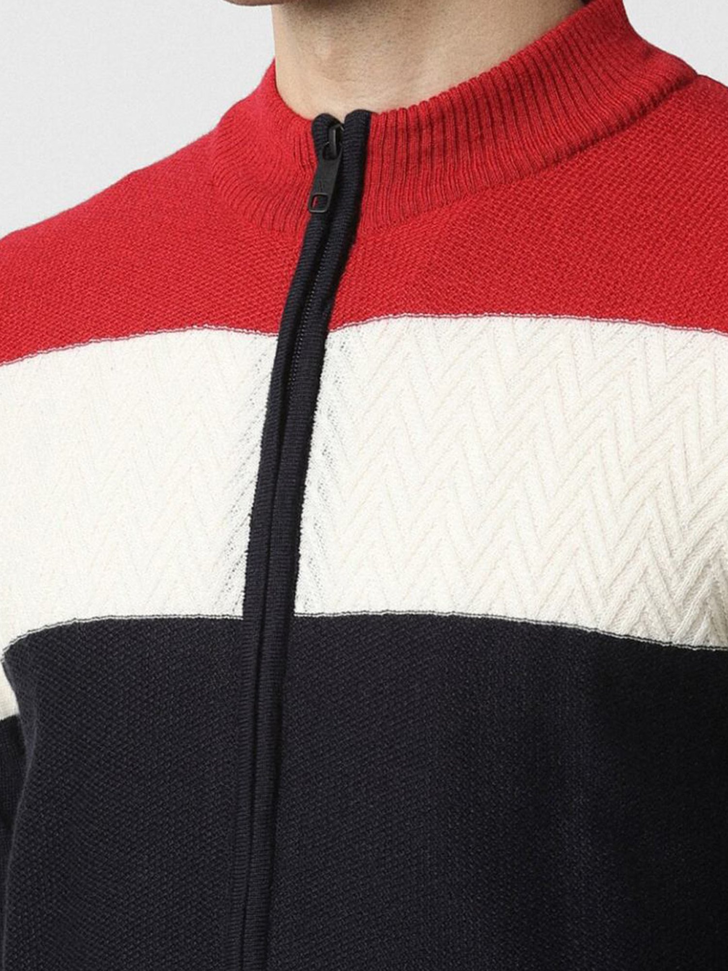 Van Heusen Black Regular Fit Colour Block Sweater