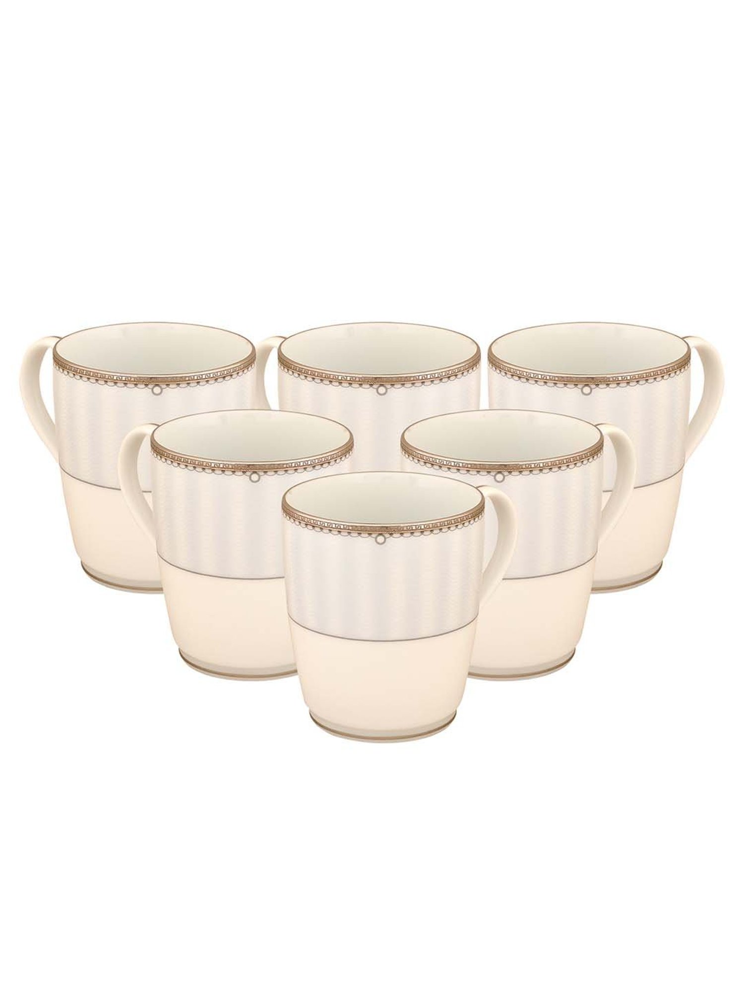 NORITAKE Hearth Off-White & Light Grey Porcelain Coffee Mug (0.295 L) - Set of 6