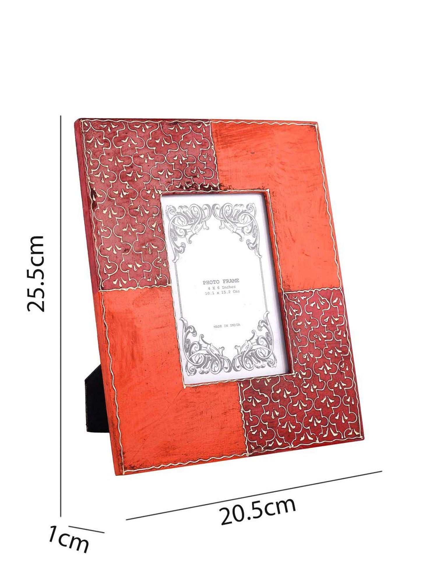 Aapno Rajasthan Orange & Red Wooden Table Top Photoframe