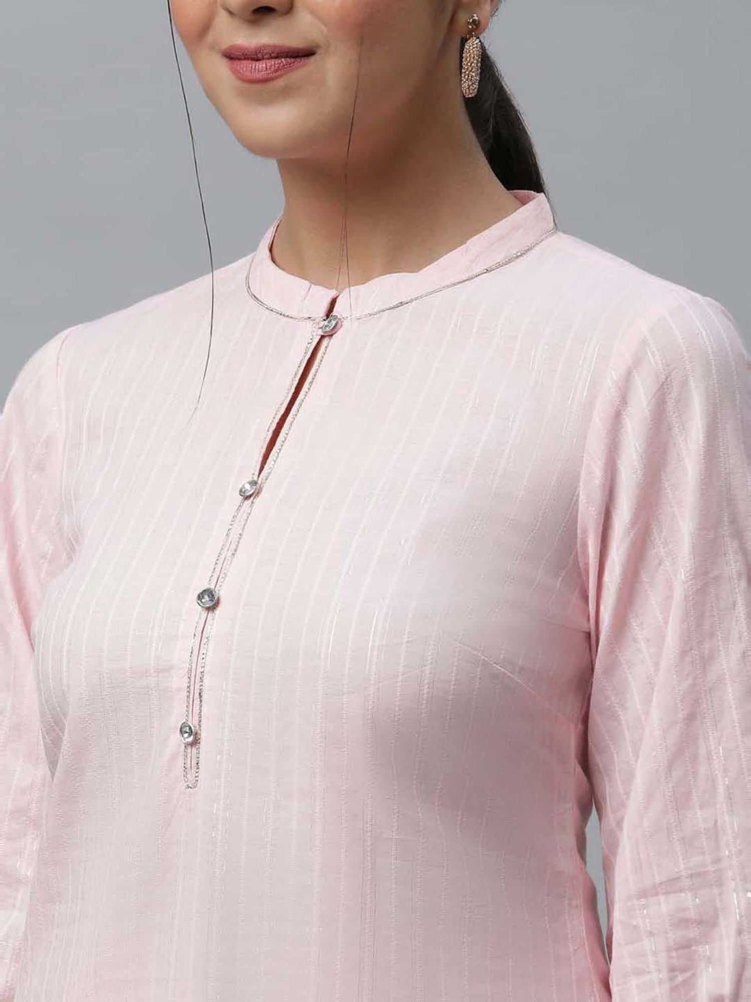 Aurelia Pink Cotton Striped Kurta Palazzo Set