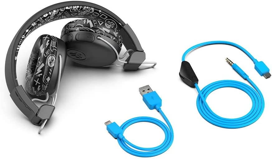 JLab Audio JBuddies Play Gaming Wireless Kids Headset | Black | 22+ Hour Bluetooth 5 Playtime 60ms Super-Low Latency for Mobile Gameplay | Retractable Boom Mic | AUX Cord Compatible w/Gaming Consoles