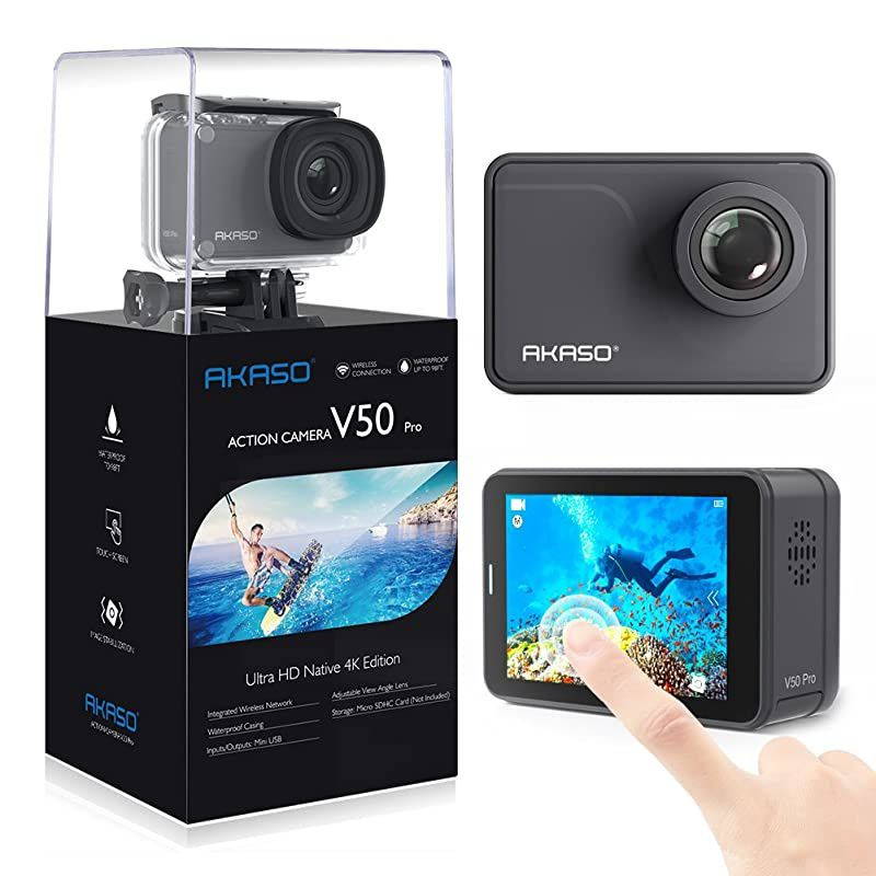 V50 Pro Native 4K30fps 20MP WiFi Action Camera with EIS Touch Screen 100 feet Waterproof Camera Web Camera Support External Mic Remote Control Sports Camera with Helmet Accessories Kit