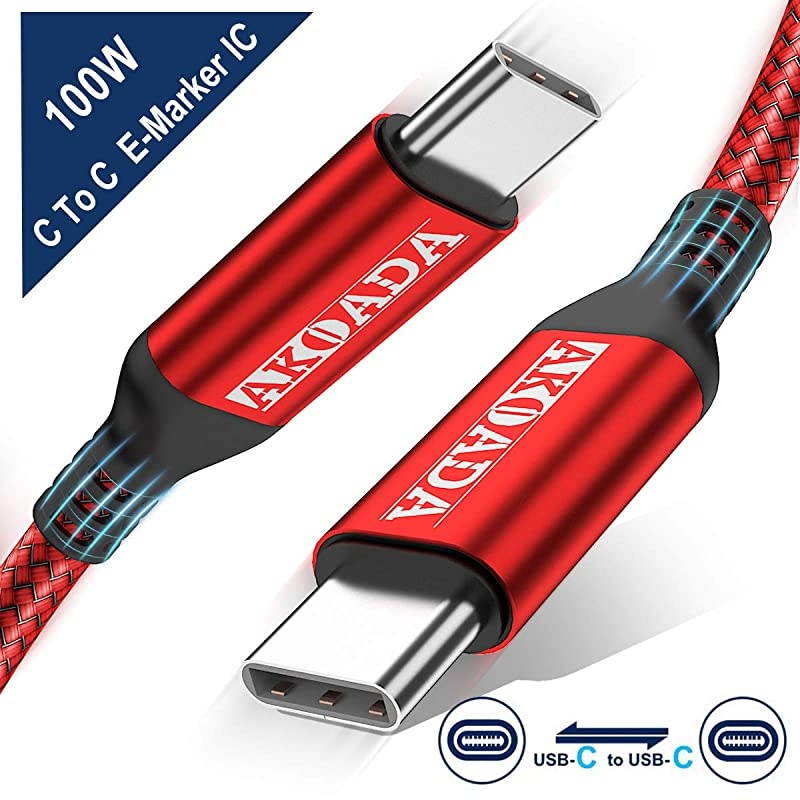 USBC to USBC 100W Cable 10ft USB C Braided Fast Charging Cable Compatible with MacBook Pro 202020192018 iPad Pro 202020192018Samsung Galaxy Note 20Pixelbook and TypeC Laptops Red