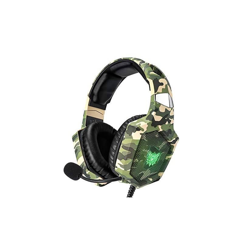 Gaming Headset for PS4, Xbox One, PC Headset w/Surround Sound, Noise Canceling Over Ear Headphones with Mic & LED Light, Compatible with PS5, PS4, Xbox One, Switch, PC, PS3, Mac, Laptop, Green