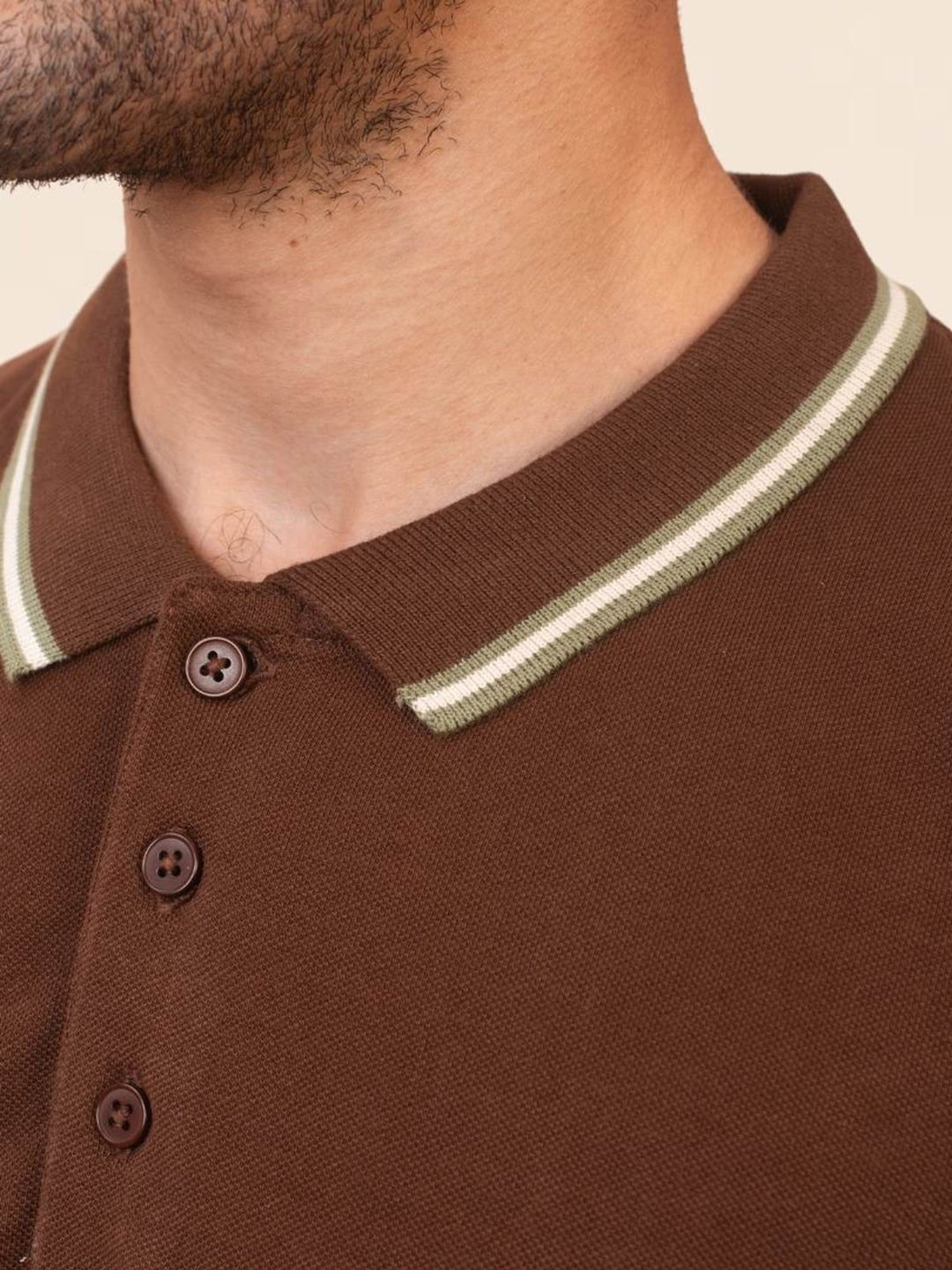 The Bleu Label Brown Cotton Slim Fit Polo T-Shirt