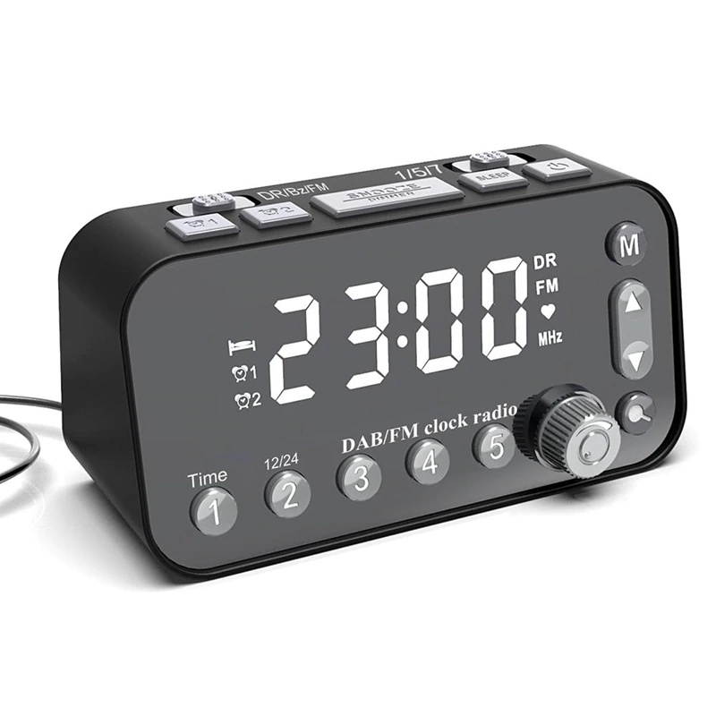 DAB Bedside Alarm Clock Radio Large Sn Dual Alarm Clock Dual USB Radio Sleep Timer FM Radio Clock