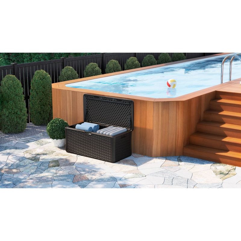 134gal Resin Java Wicker Deck Box Brown - Suncast