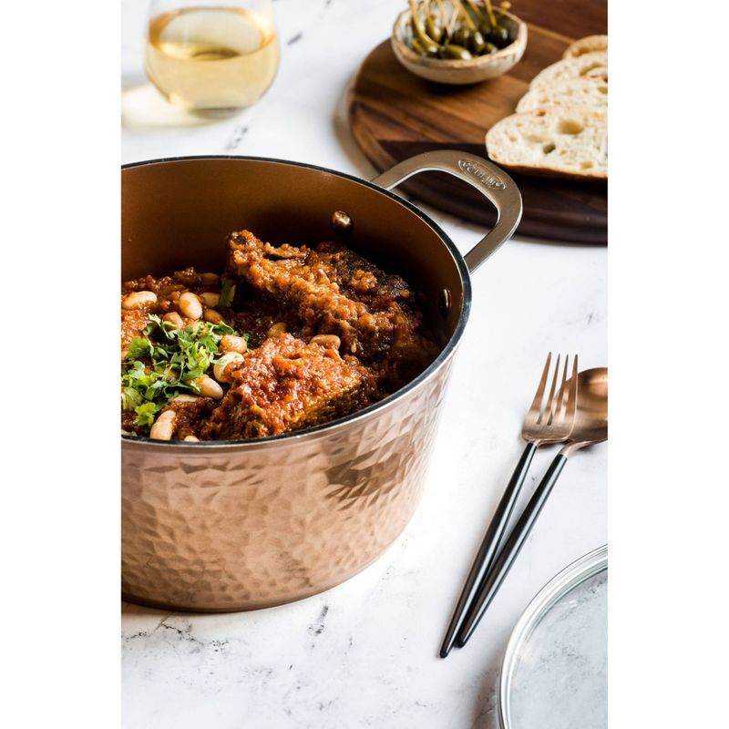 Gotham Steel Hammered Copper 5qt Sauce Pan with Lid