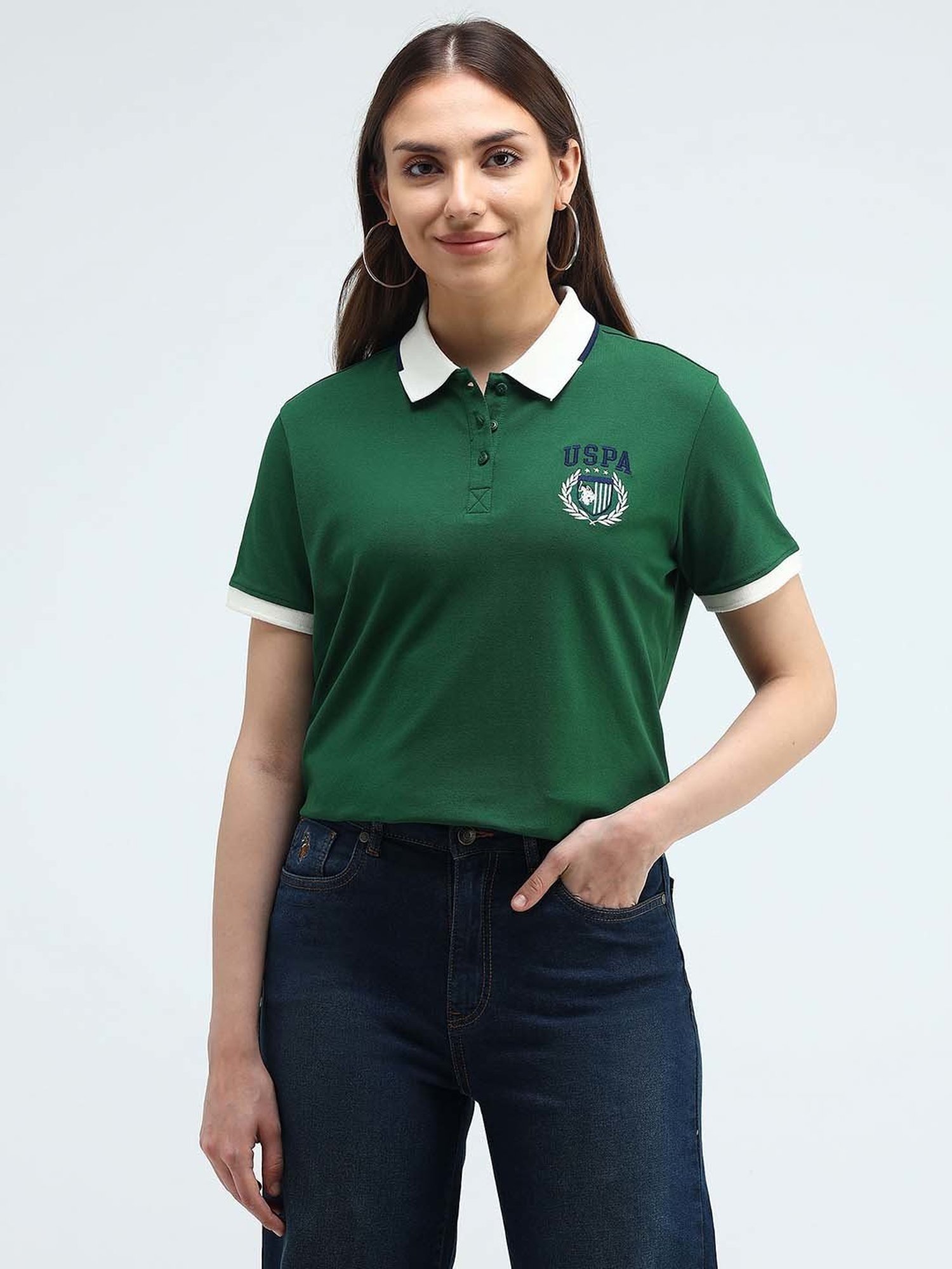U.S. Polo Assn. Green Logo Print Polo T-Shirt