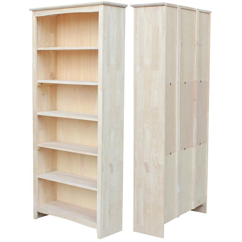 Wood Unfinished 72 inches Shaker Bookcase in Brown - Pemberly Row