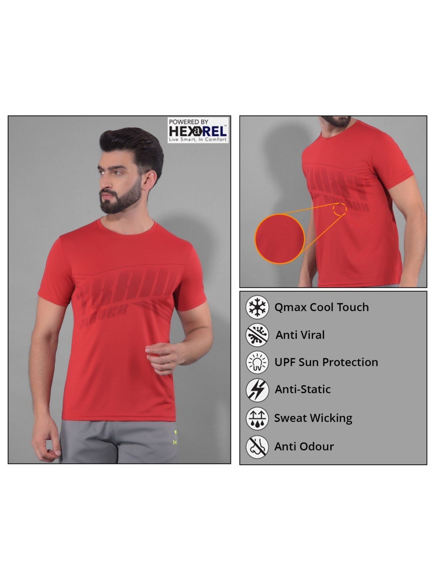 Force NXT Multicolored Regular Fit Printed Sports T-Shirt - Pack Of 3