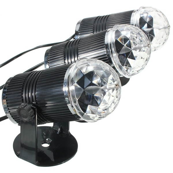 Mini 3W RGB Sound Activated Stage Light Rotating Projector for Xmas Wedding Party  US Plug