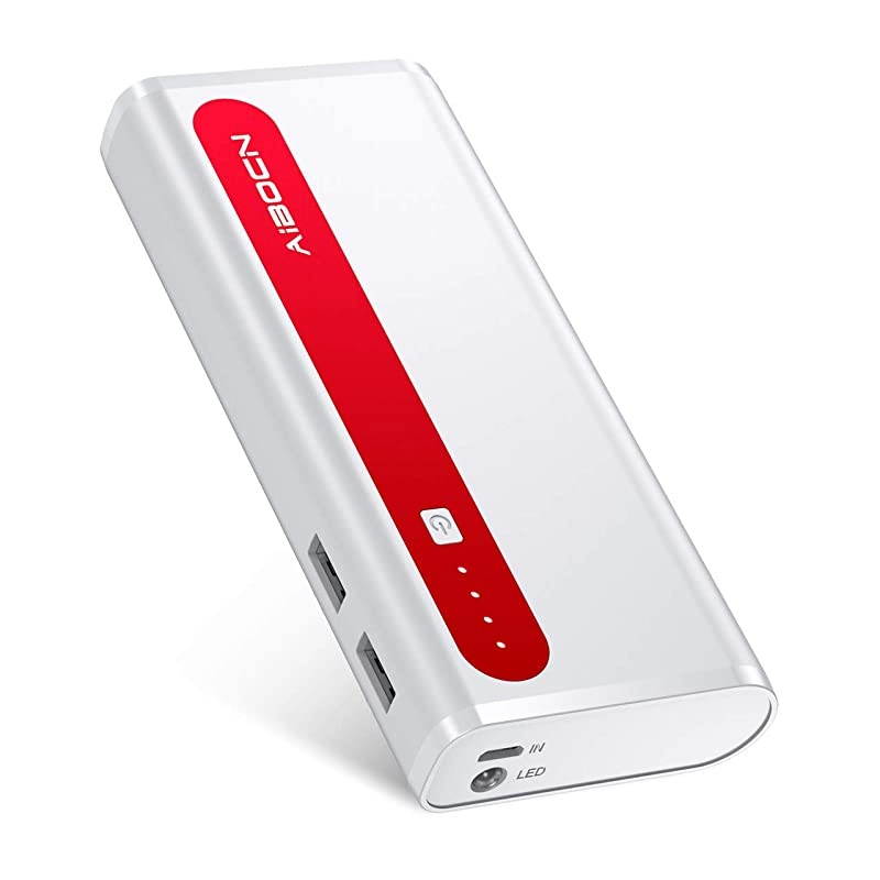 10000mAh Portable Power Bank External Battery Charger with Flashlight for iPhone iPad Samsung Galaxy Compatible with Smartphones Tablet Red
