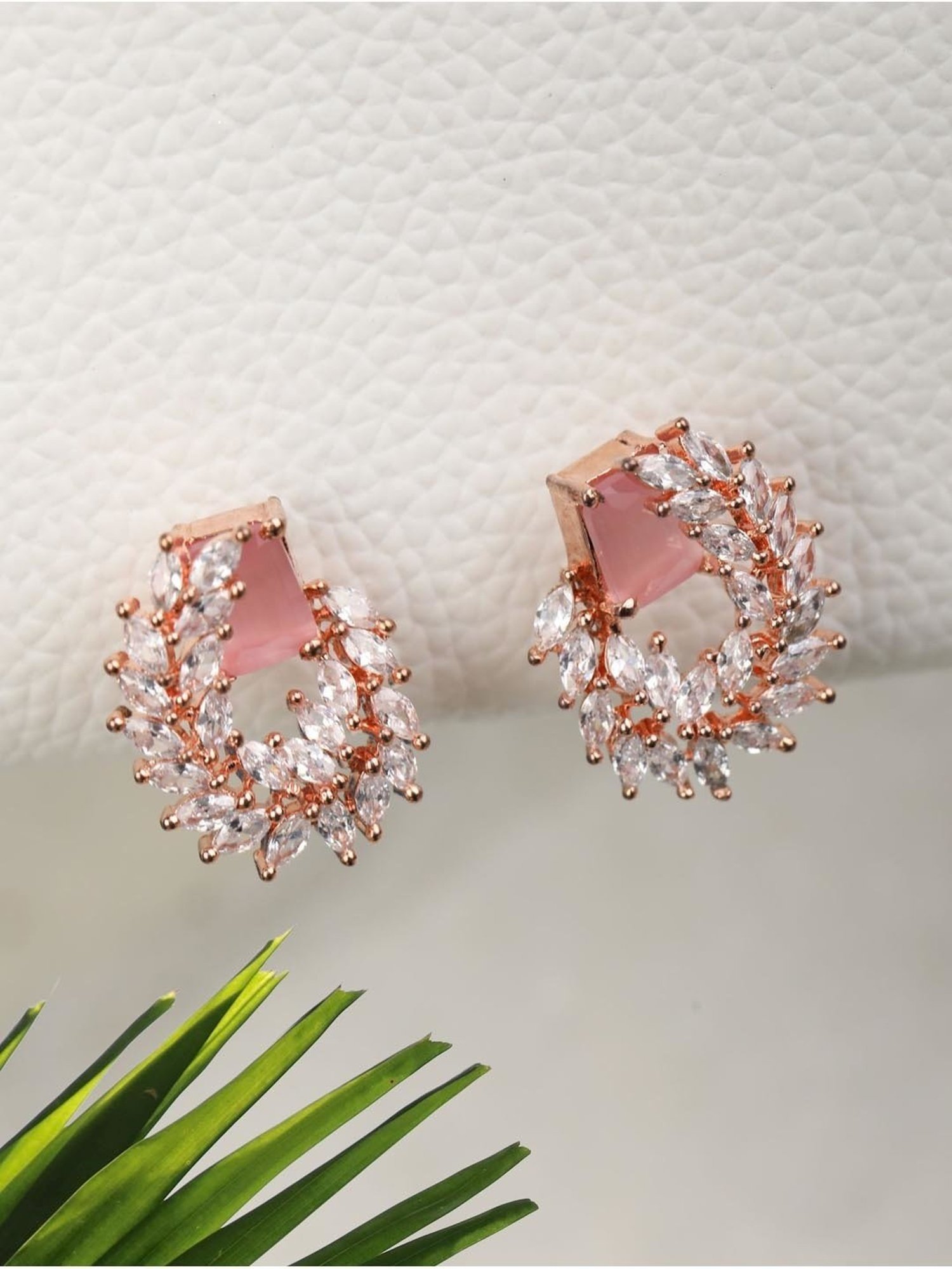 Priyaasi Pink & Rose Gold Stud Earrings