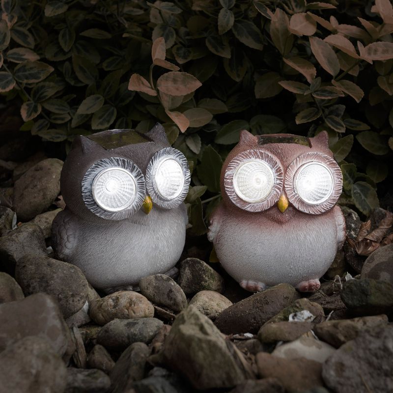 Owl Solar LED Garden Statue Set of 2(3.5"x3"x3.75") - Pure Garden