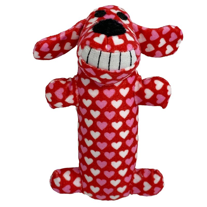 Multipet Loofa Valentine Hearts Dog Toy - Red - 6"