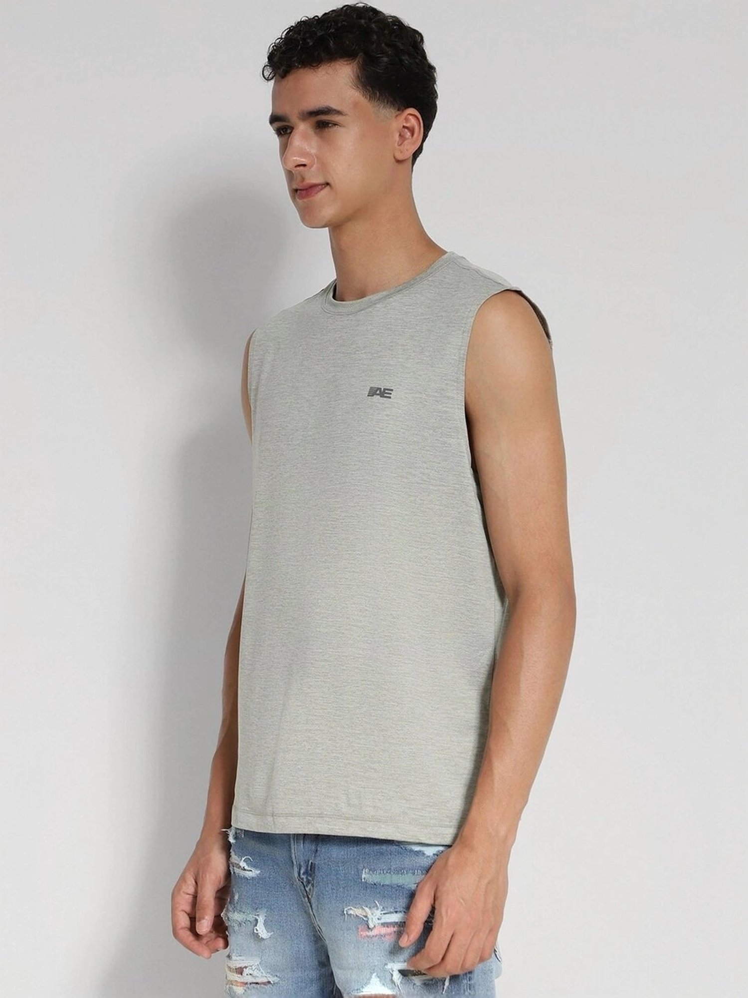 American Eagle Grey Regular Fit Tank Tee