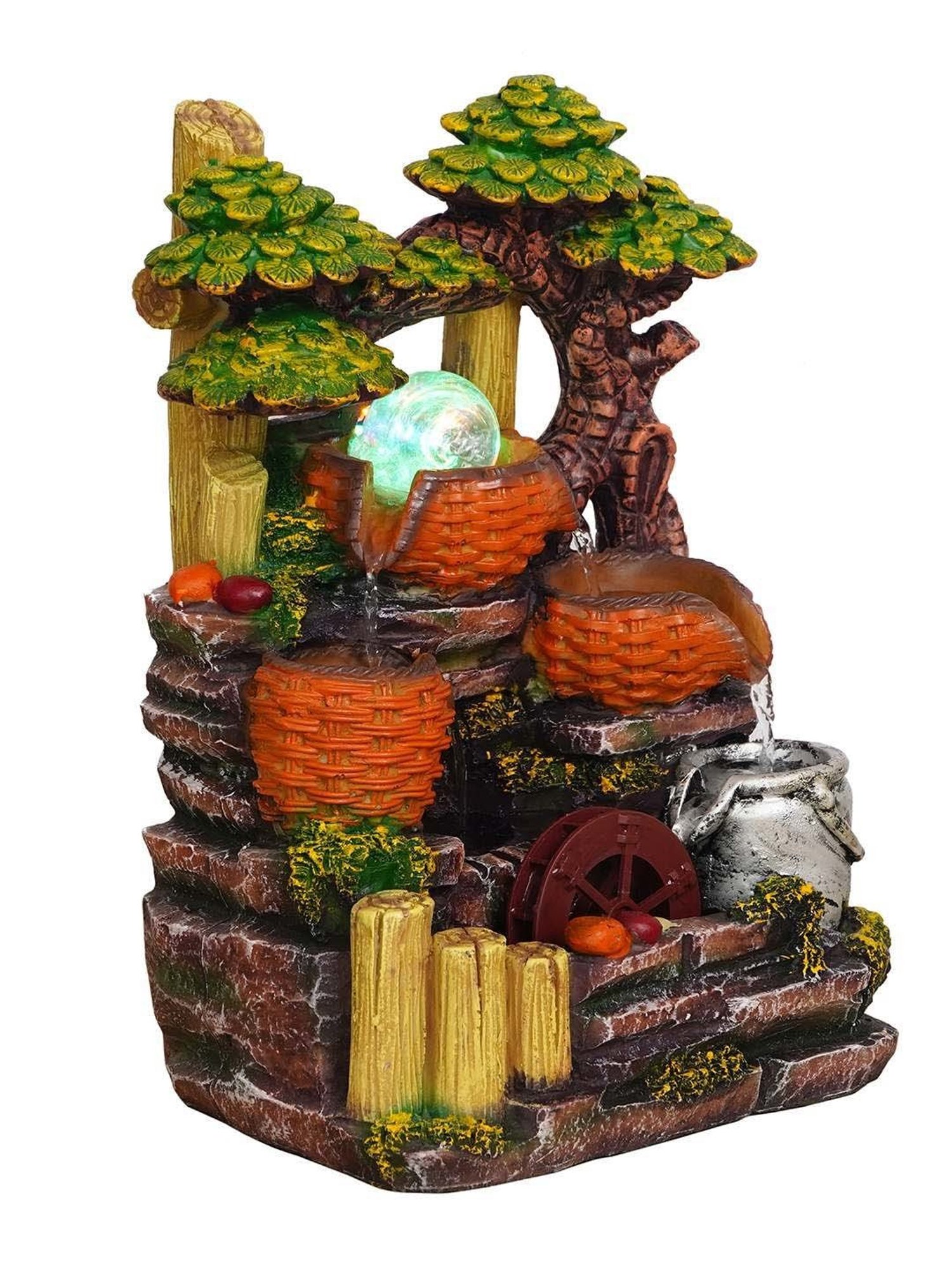 CHRONIKLE Multicolor Polyresin Table Top 3 Steps Waterfall Fountain