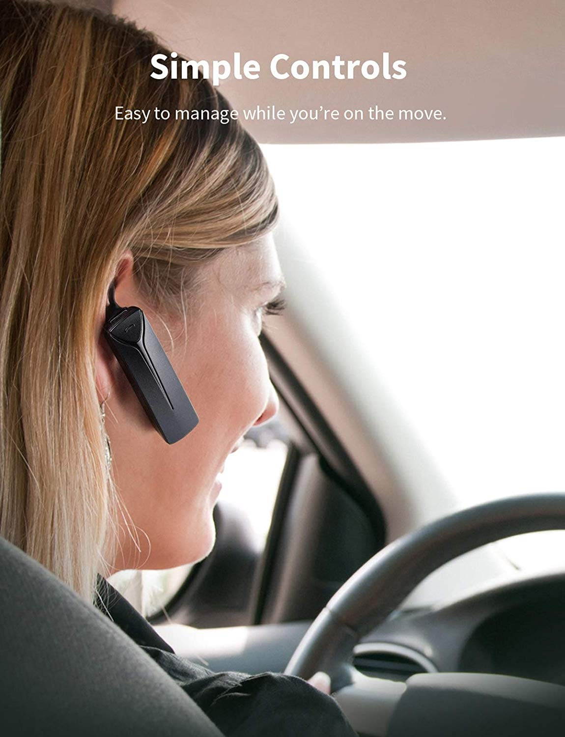 Anker Mono BT Wireless Bluetooth Headset with Microphone - Compatible with iPhone, Android, and Other Leading Smartphones