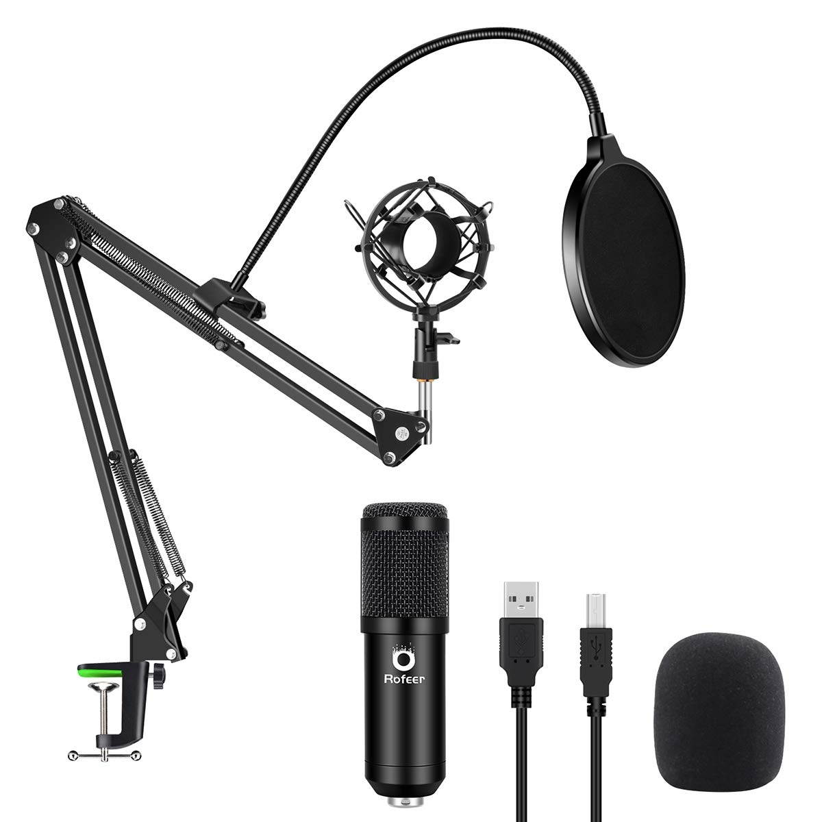 USB Podcast Condenser Microphone Kit 192kHZ/24bit Plug & Play Computer PC Microphone Studio Streaming Cardioid Mic with Professional Sound Chipset for Recording Broadcasting YouTube Gaming