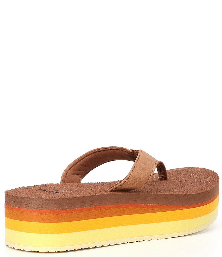 Sanuk Women's Yoga Mat Stacker Rainbow Platform Flip Flops