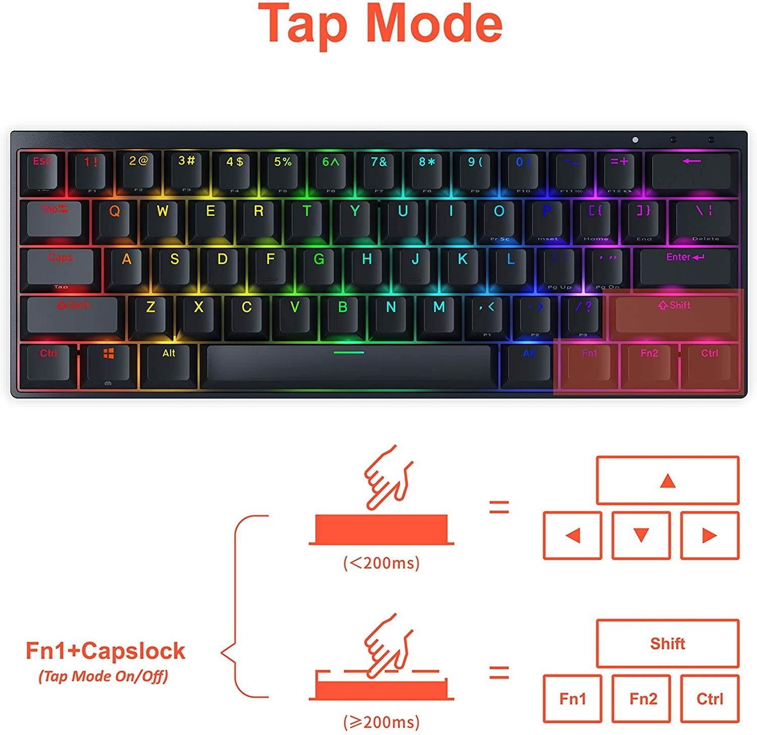 Durgod HK Venus RGB Mechanical Gaming Keyboard - 60% Layout - Double Shot PBT Cherry Profile - NKRO - USB Type C - Aluminium Chassis (Gateron Brown, Black)