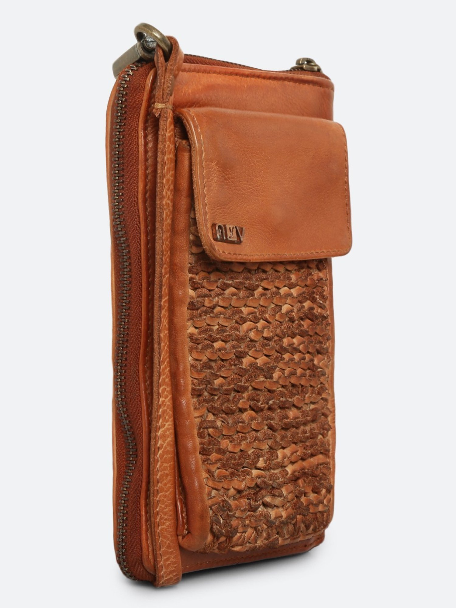 Art N Vintage Martinka Tan Leather Textured  Zip Around Wallet for Women