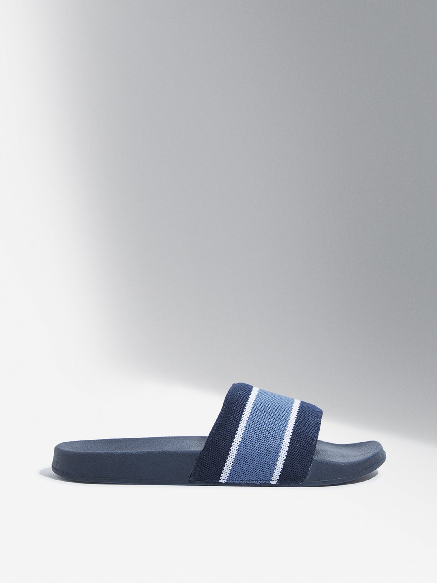 SOLEPLAY by Westside Navy Striped Design Knitted Slides
