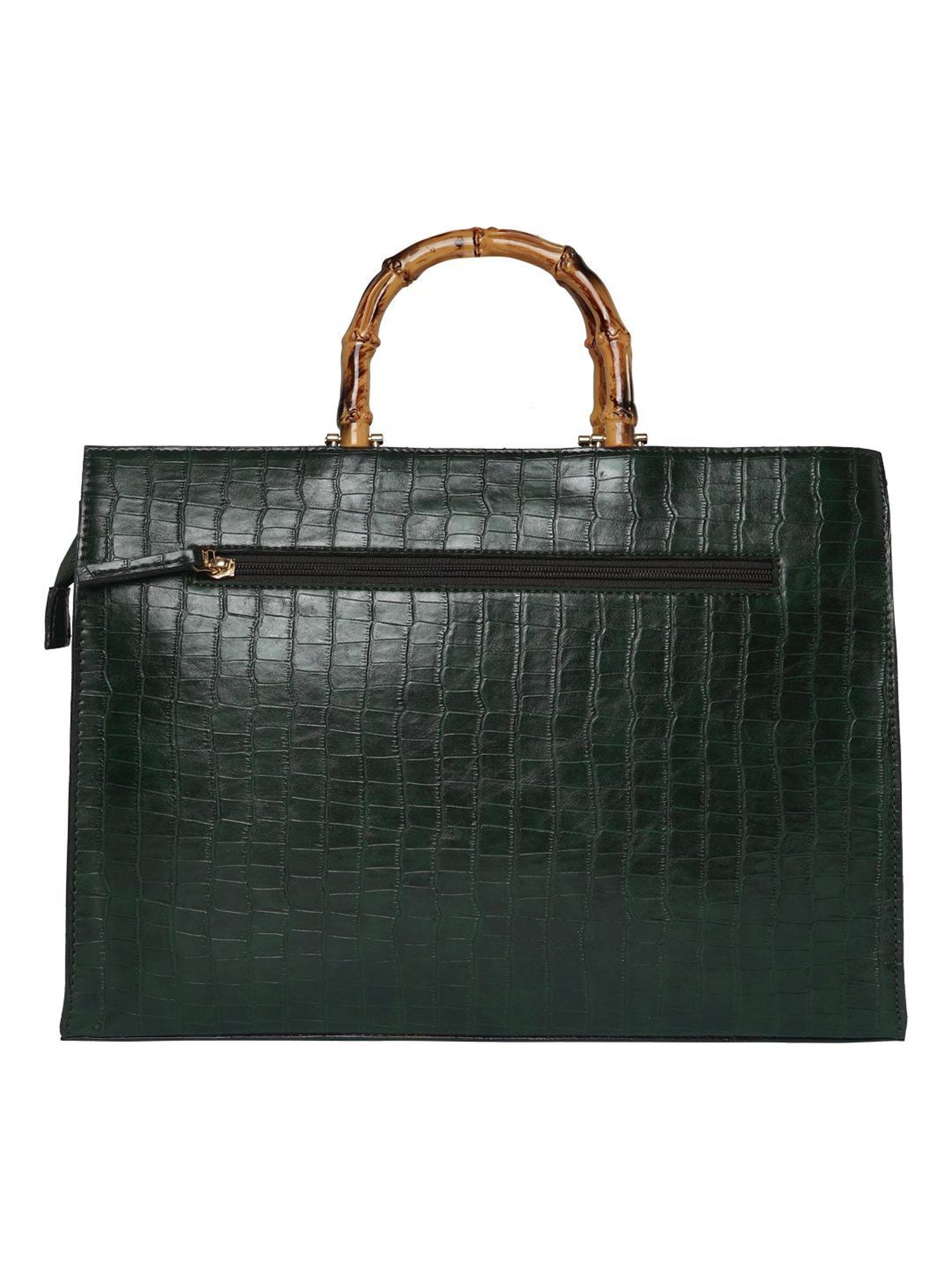 Horra Green Textured Medium Handbag