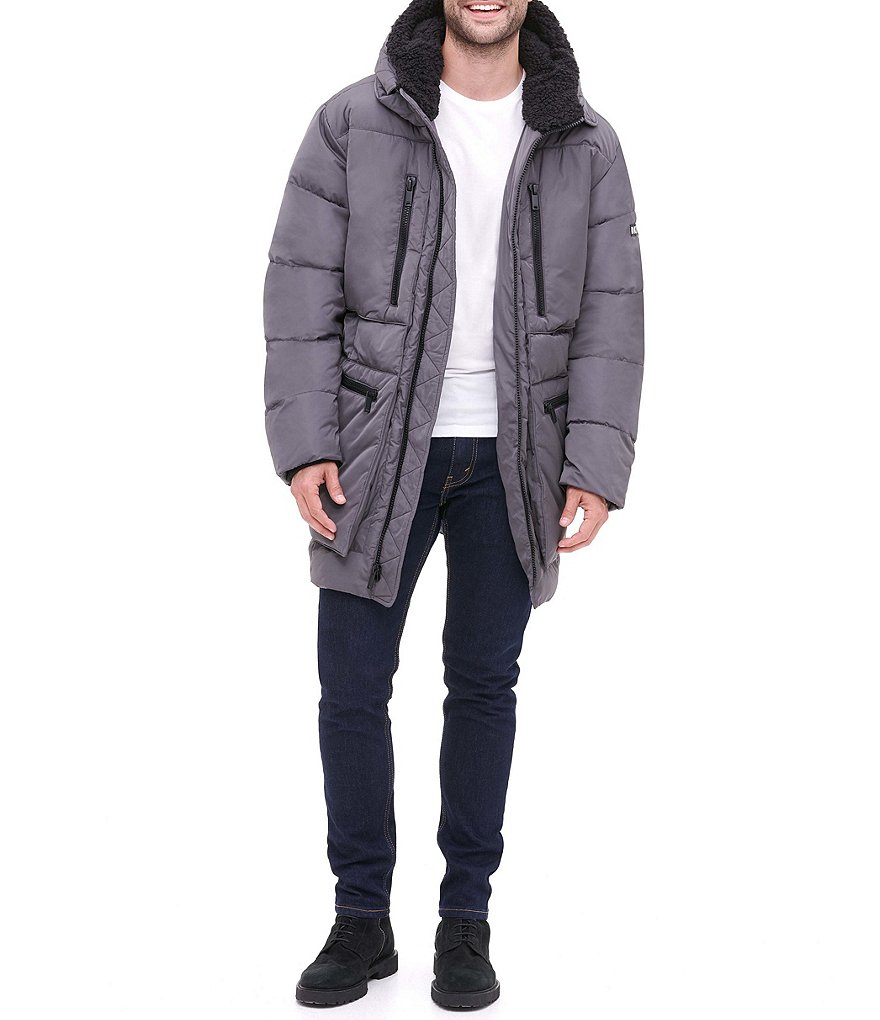 Cole Haan Hooded Down Zip Front Puffer Jacket