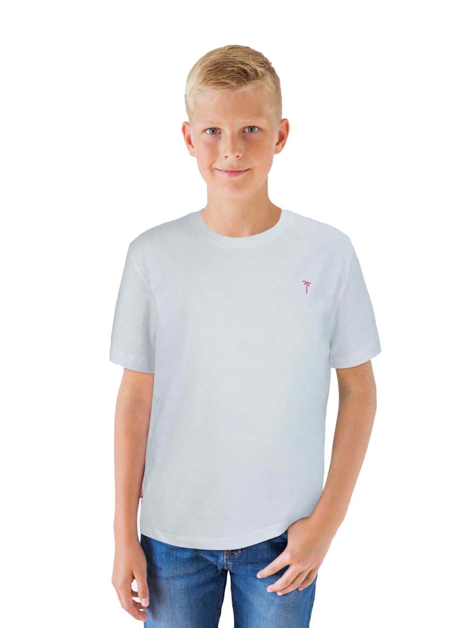 Palm Tree Kids White Cotton Regular Fit T-Shirt