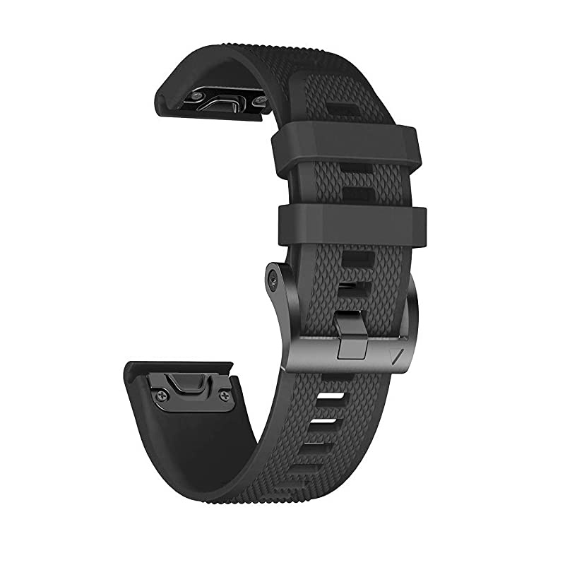 Compatible with Fenix 5 Band Easy Fit 22mm Width Soft Silicone Watch Strap Replacement for Fenix 5/Fenix 5 Plus/Forerunner 935/Approach S60/Quatix 5 - Black
