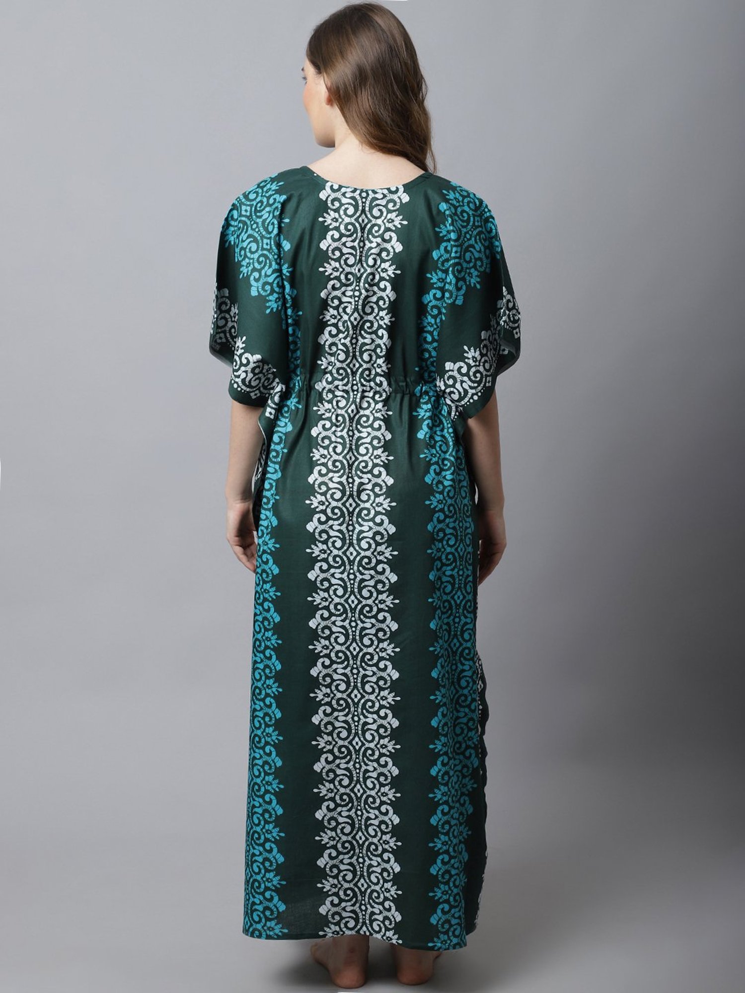 Secret Wish Green Printed Kaftan Nighty