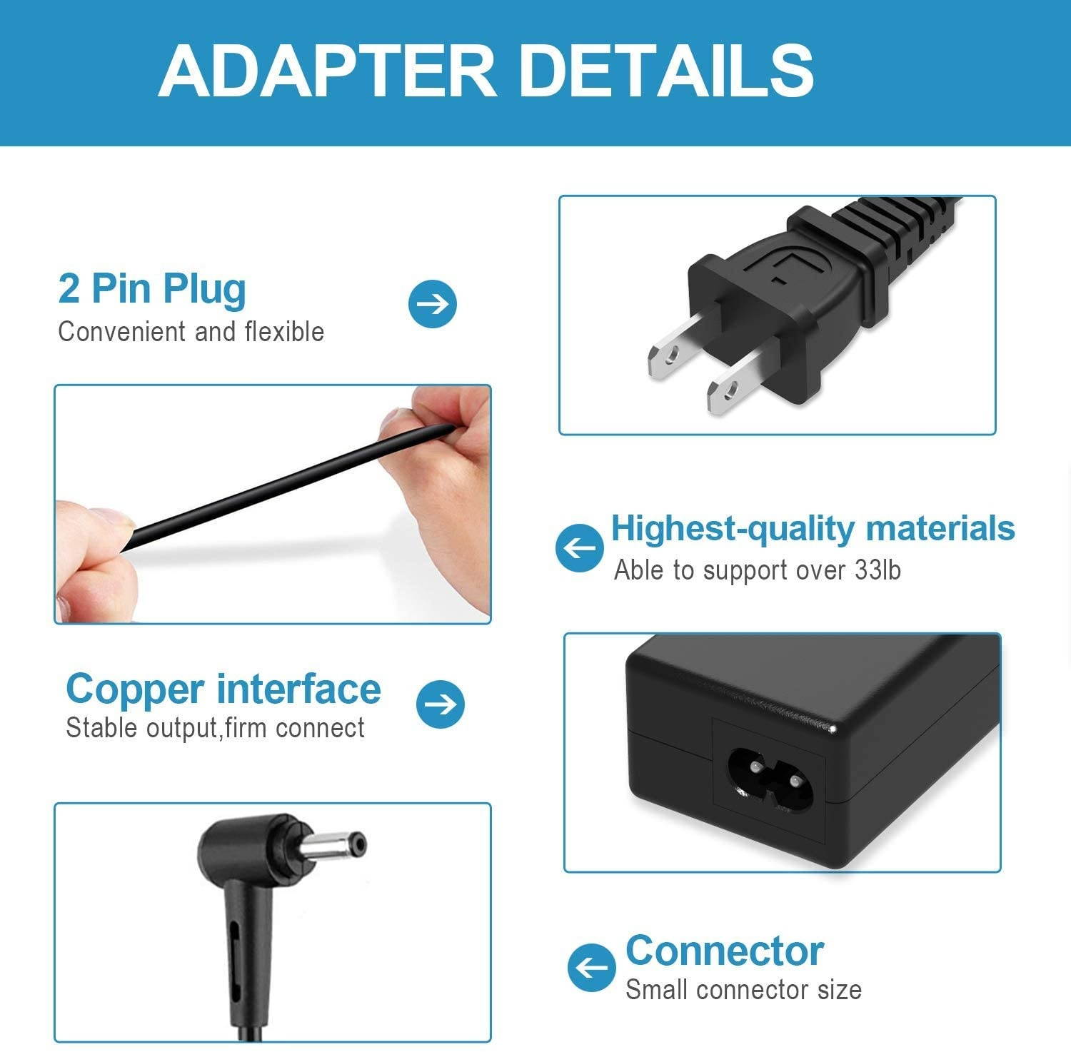 UL Listed AC Charger Compatible with Asus Q553U Q553UB Q553 Q326FA Q326F Q326 Laptop Power Supply Cord