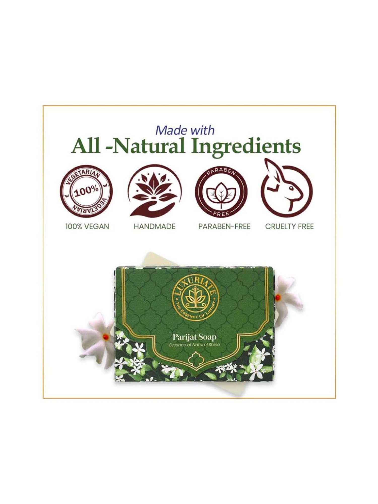 Luxuriate Parijat Essence of Natural Shine Soap Bar Pack of 3 - 375 gm