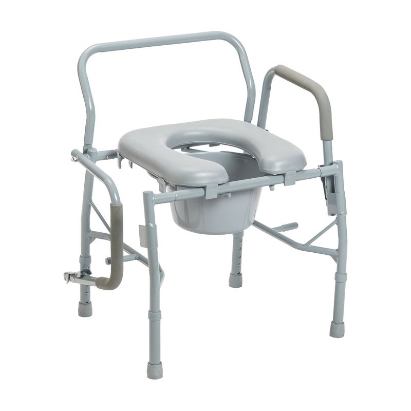 Drive Medical Steel Drop Arm Bedside Commode with Padded Seat and Arms