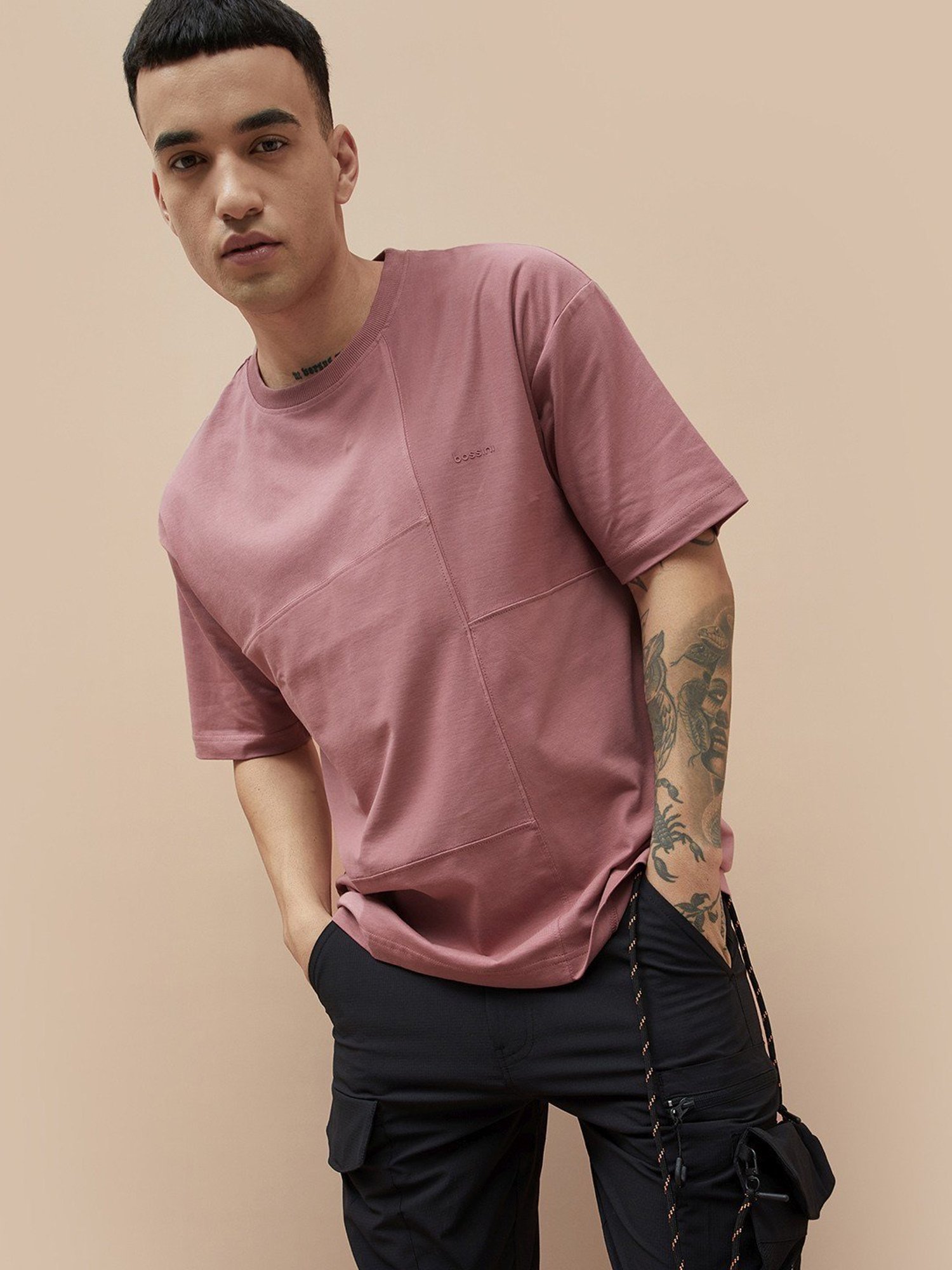 Bossini Pink Cotton Regular Fit T-Shirt