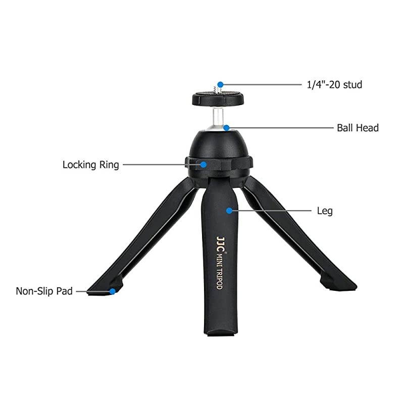 Cell Phone Tripod Stand with Cold Shoe, Tabletop Tripod with 360 Degree Ball Head, Small Vlog Handheld Tripod for iPhone Android Phone Smartphone Sports Action Camera Recorder & Compact Camera