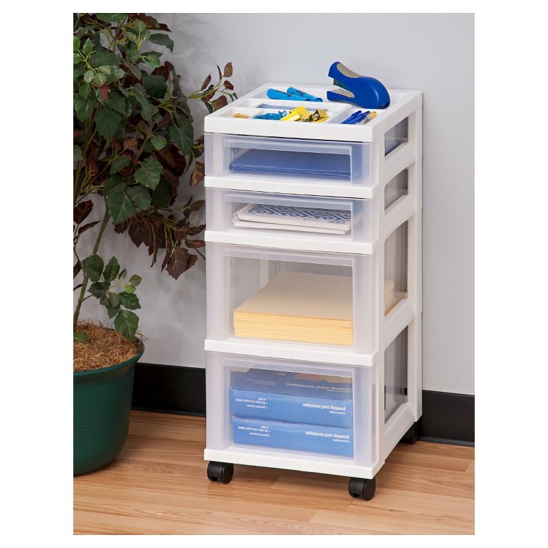 IRIS 4 Drawer Rolling Storage Cart White