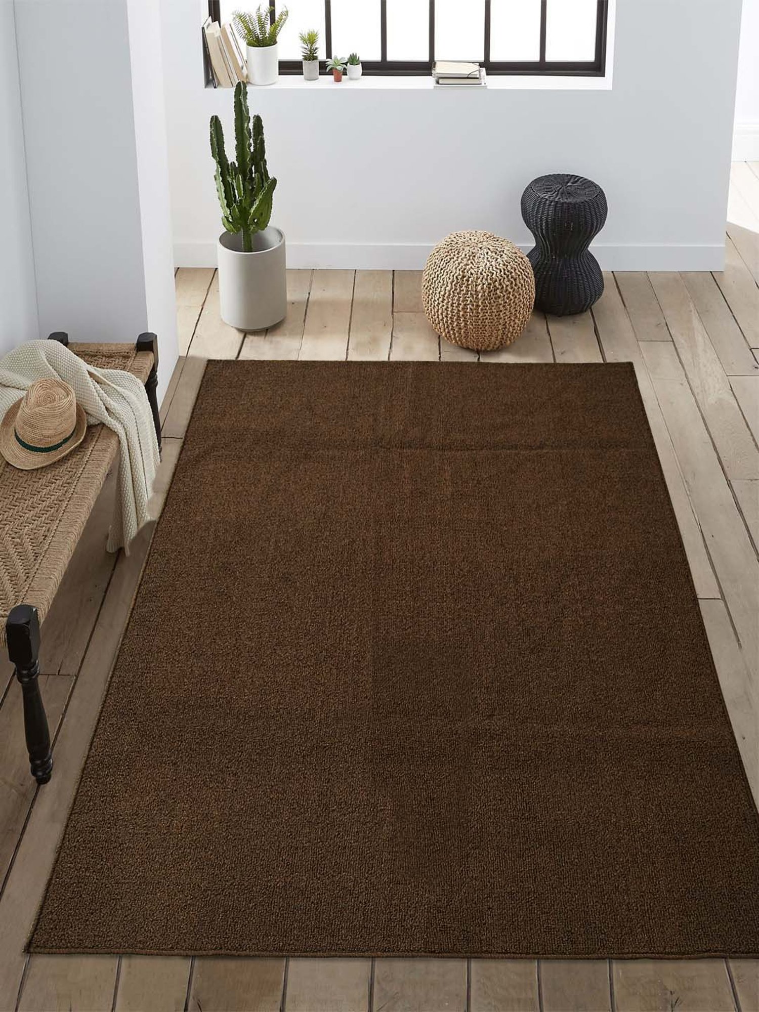 Saral Home Dark Brown Polyester Modern Carpet - Set of 1