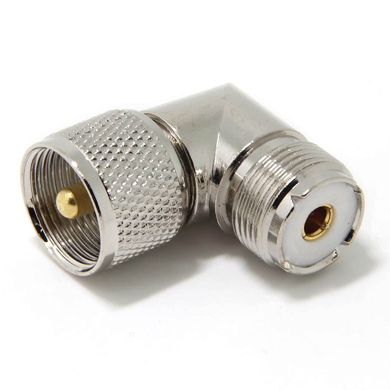 Ancable UHF PL-259 Male to UHF PL-259 Female L Shape Right Angle 90 Degree RF Coaxial Adapter Connector for CB Ham Radio Antenna Pack of 5
