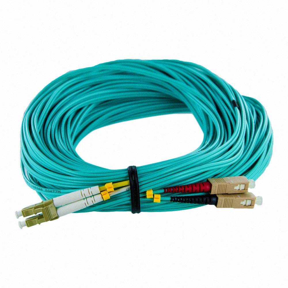 NavePoint LC-SC 10GB Fiber Optic Cable Duplex 50/125 Multimode 30M Aqua