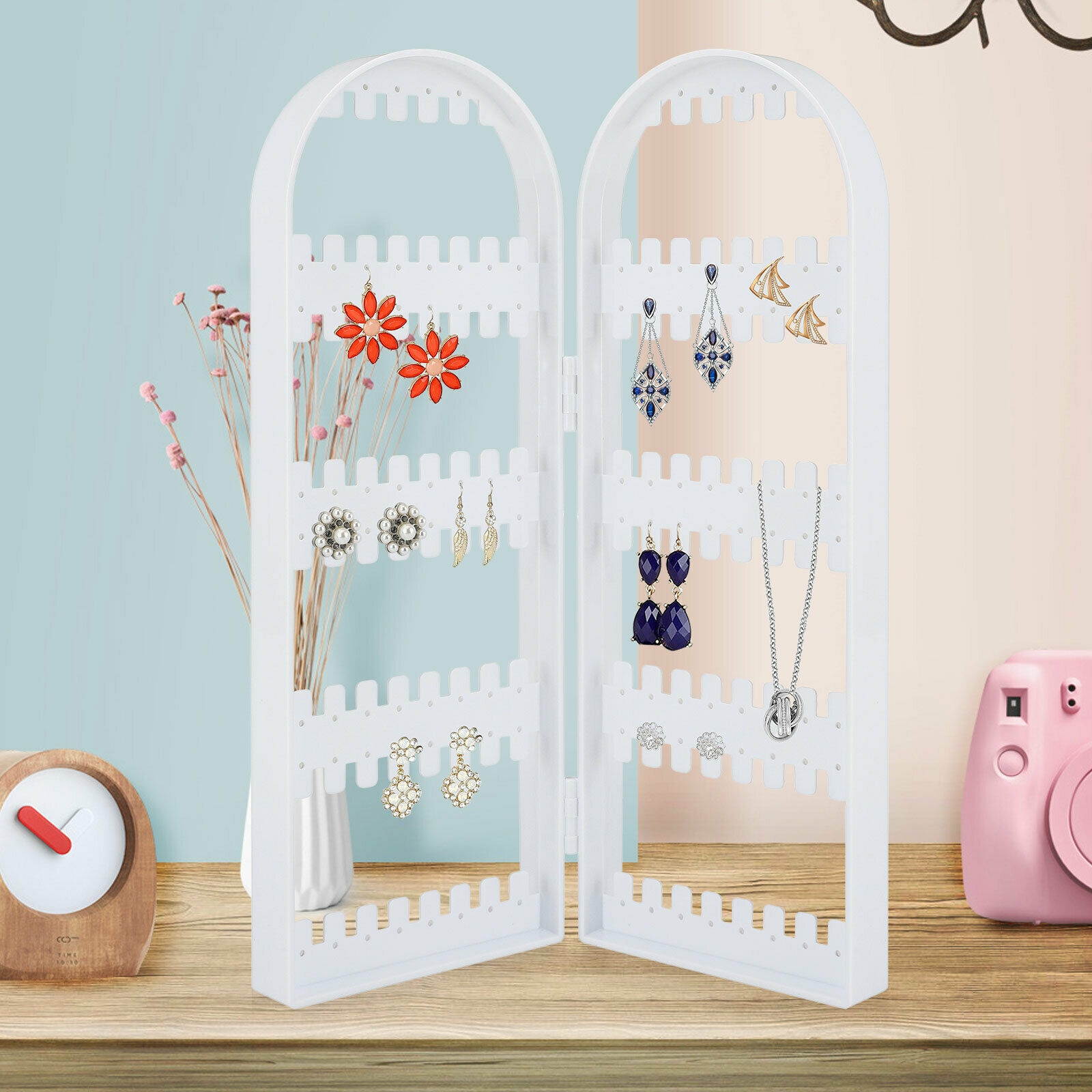 120Holes Earrings Ear Studs Jewelry Display Rack Stand Organizer Case Holder Box